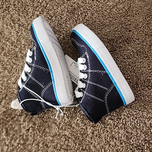 The childrens place boys high top canvas lace up sneakers shoes nwt new navy - Picture 5 of 5